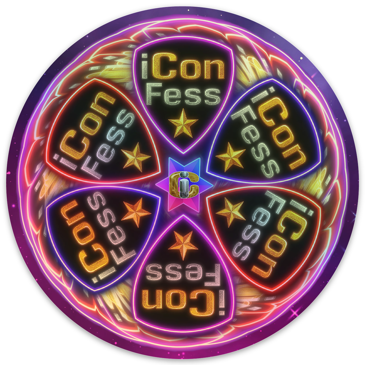 iConfess Neon Lotus Holographic Sticker