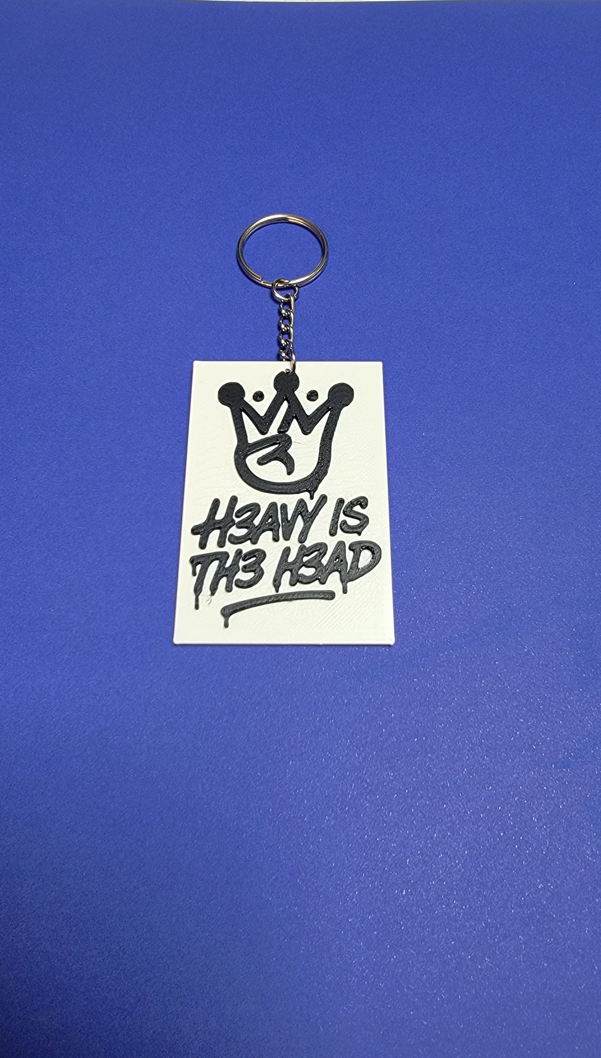 H3AVY IS TH3 H3AD Keychain - White w/ Black