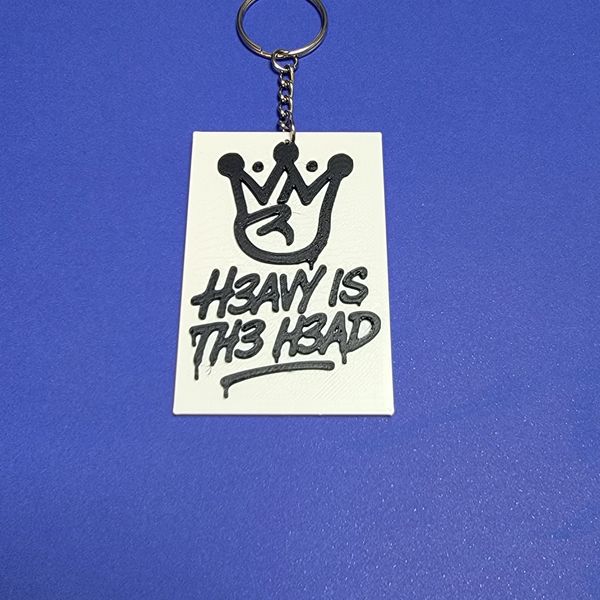 H3AVY IS TH3 H3AD Keychain - White w/ Black