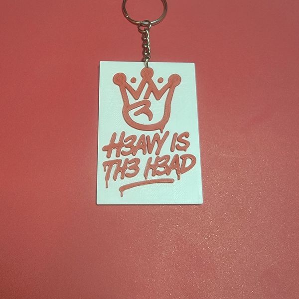 H3AVY IS TH3 H3AD Keychain - White w/ Red
