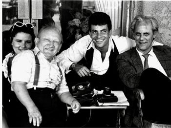 On the set with Bill Barty and other actors.
