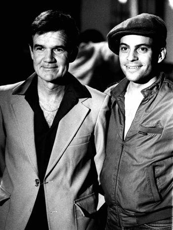 On the set with Jack Riley, (The Bob Newhart Show.)
