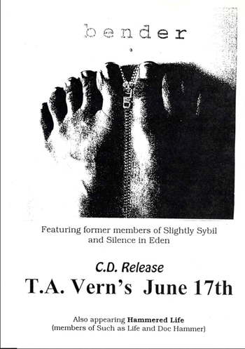 Flier from the debut Bender show, which was also the "Joe" release show (1995)
