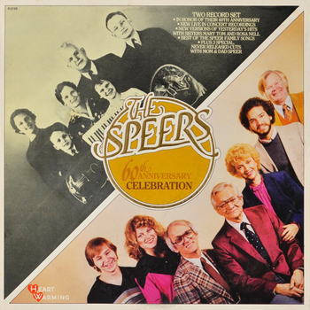 1981 - 60th Anniversary Celebration album cover. This double LP collection celebrated the Speer Family's 60th Anniversary in full-time gospel music. It featured a new live recording, a selection of their best songs and selection of songs with "Dad" & "Mom" Speer, the four siblings Brock, Rosa Nell, Mary Tom and Ben with longtime tenor Harold Lane.
*Special thanks to SGHistory.com for the photo.
