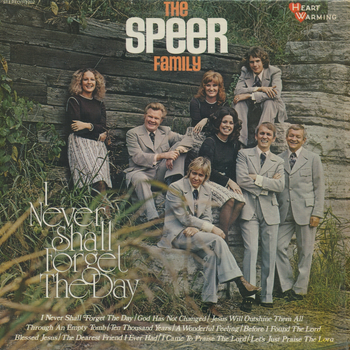 1973 - I Never Shall Forget The Day album cover. "I Never Shall Forget The Day" written by "Dad" Speer, became a fan favorite when Sue Chenault (later Sue Dodge) joined the group. The group was known to reprise the chorus (up to at least 17 times in one instance).
*Special thanks to SGHistory.com for photo
