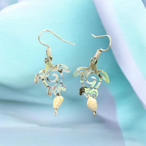 Abalone and pearl turtle earrings 