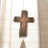 Wooden cross sticker 