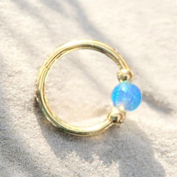 Stainless steel opal nose ring
