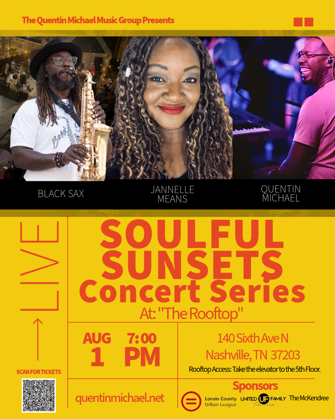 Soulful Sunsets Rooftop Concert Series: Feat. Black Sax, Jannelle Means, & Quentin Michael