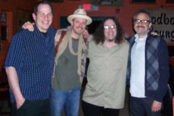 Adam with Cleveland soundman Regis, and former Janglers members Jason White & Jack Silverman. The Janglers played Adam's senior prom in 1992, and Adam (with best friend OZ) got to open for Jason and Jack in 2010
