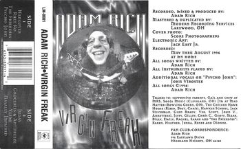 The first release on Love Muffin: Adam's 1994 cassette Virgin Freak. This is the insert
