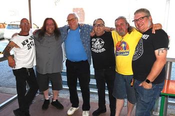 Cleveland punk royalty and me. From left to right Bill DeGidio/Robert Conn (Pagans, Defnics), me, Craig Bell (Mirrors, Rocket From The Tombs), Al McGinty  (Wild Giraffes), Scott Stemple (to many to  count) and Curtis DeGidio.

