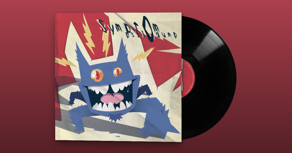Psilodump - Symptom vinyl record sleeve (476WAX005) with artwork by Sjors Trimbach featuring a blue monster design.