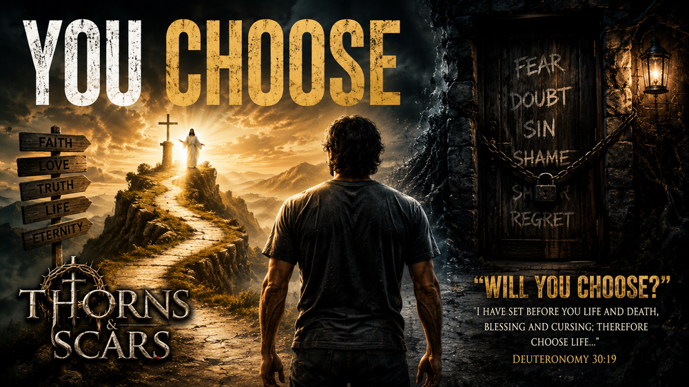 "You Choose" is a powerful Christian Southern Rock anthem from Thorns & Scars that confronts one of life's greatest questions: Will you choose the narrow path that leads to life?