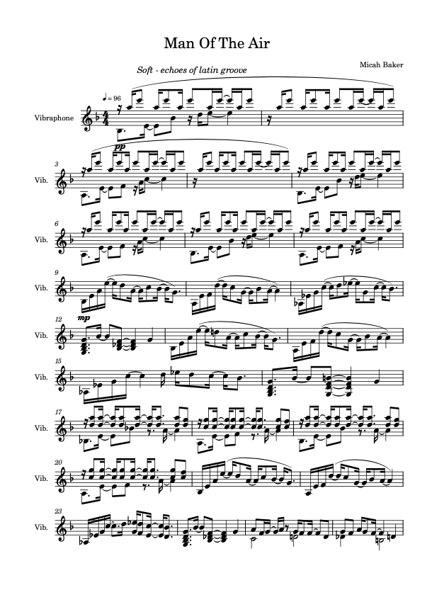 Man Of The Air - Vibraphone Solo - Micah Baker. (Written For Liam Roberts)