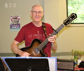 Performing at a Health Care org on Make Music Day
