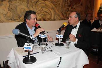 Being interviewed by Joe Bartlett, WOR Radio, NY
