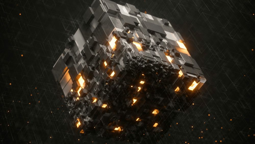 Aspiire shop visual featuring a futuristic digital cube representing physical and digital products