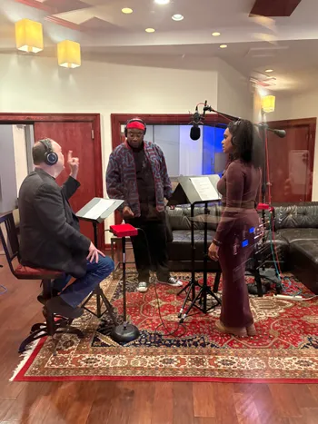 Background vocal recording sesison -w- Mike Harvey & Opal Staples at VSOP Studios, Chicago
