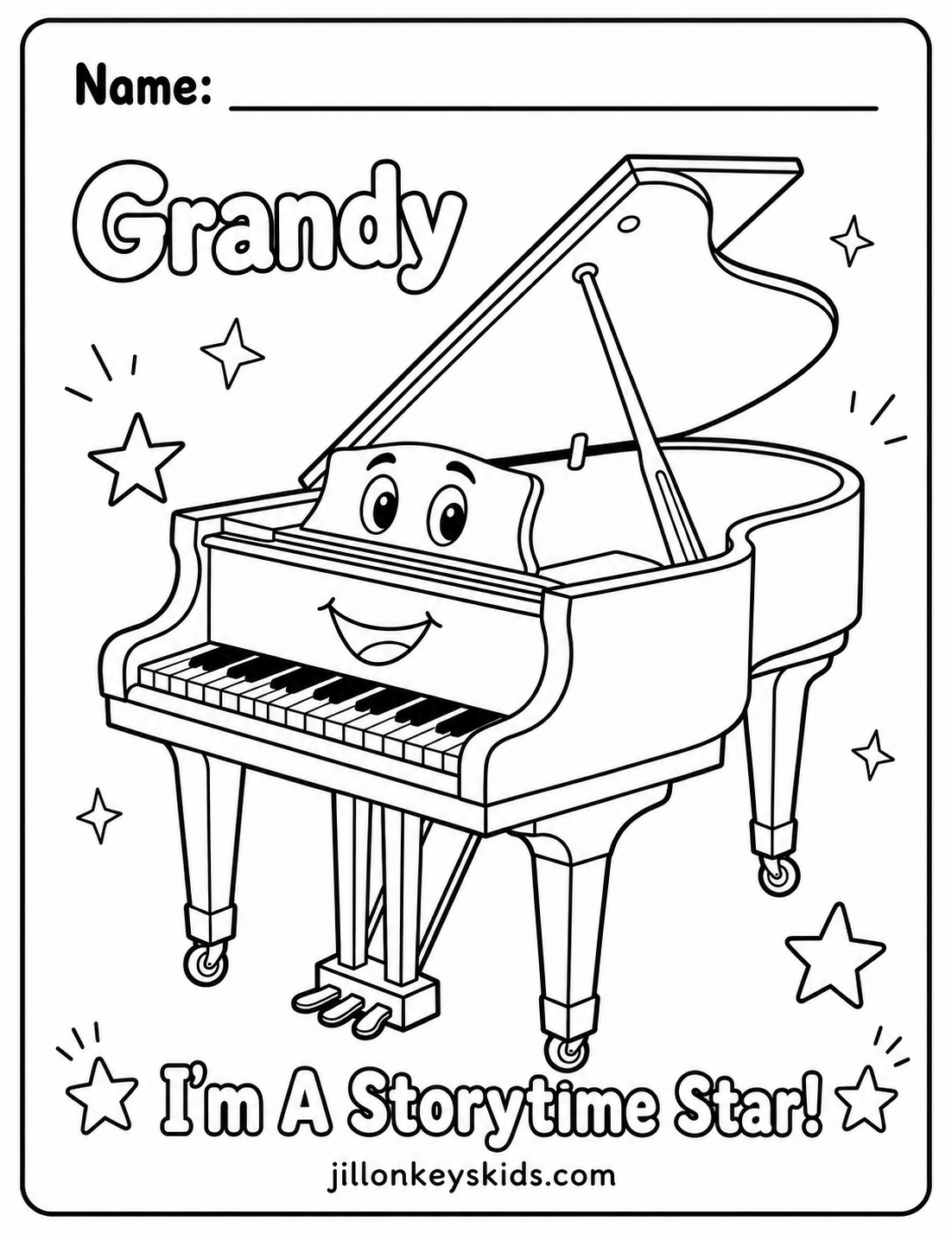 FREE Grandy the Piano Coloring Page