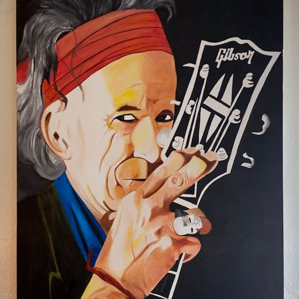 Keith Richards, Acrylic, Canvas 24" x 36