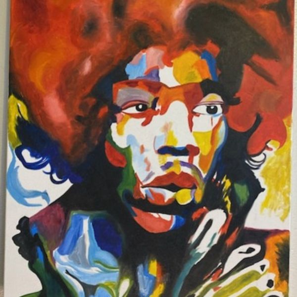Jimi Hendrix, Acrylic on Canvas, 18" x 24"