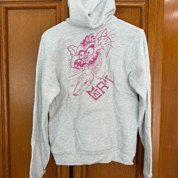 Cat and Surfer Hoodie - Heather Gray