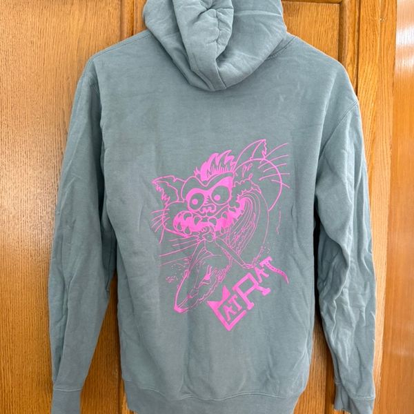Cat and Surfer Hoodie - Gray