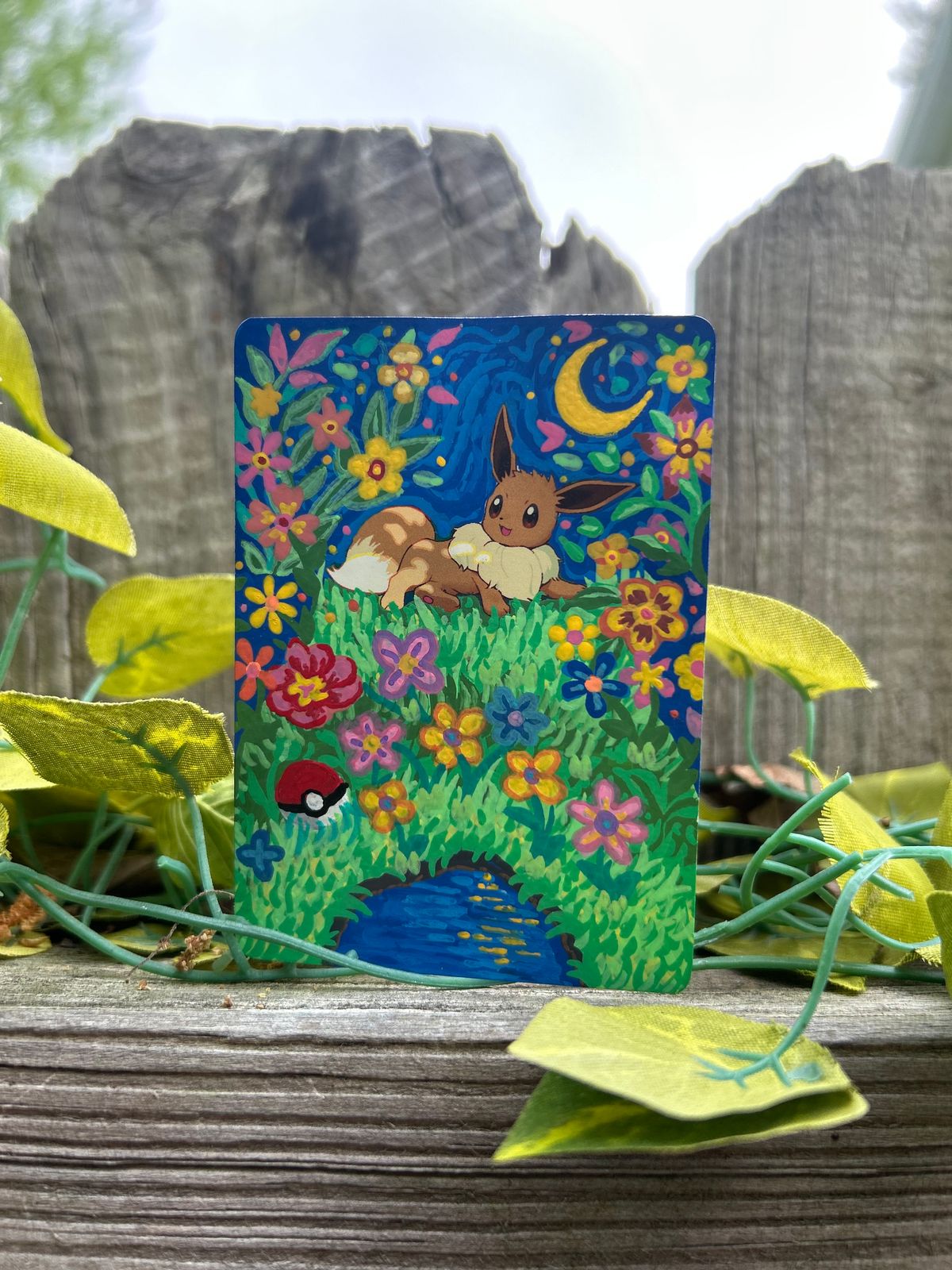 Eevee Hand-Painted Pokemon Card Art 