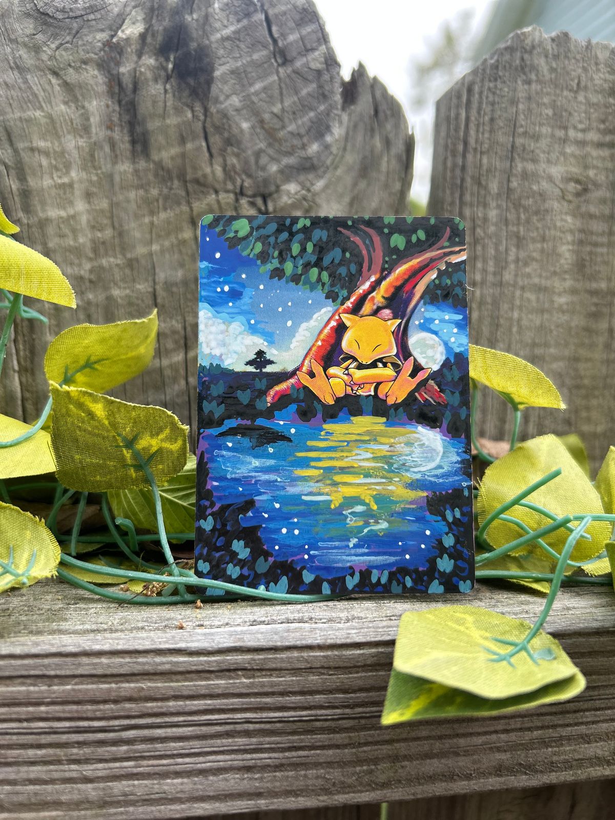 Abra Hand-Painted Pokemon Card Art 