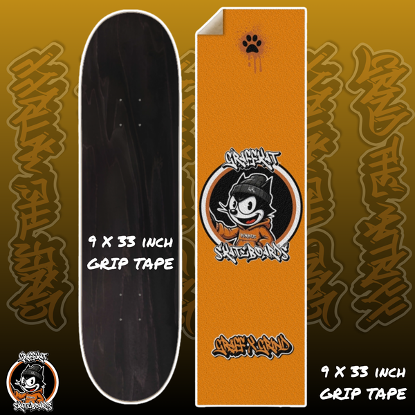 GRAFFKAT Graff & Grind Orange Grip Tape 9X33 inches.