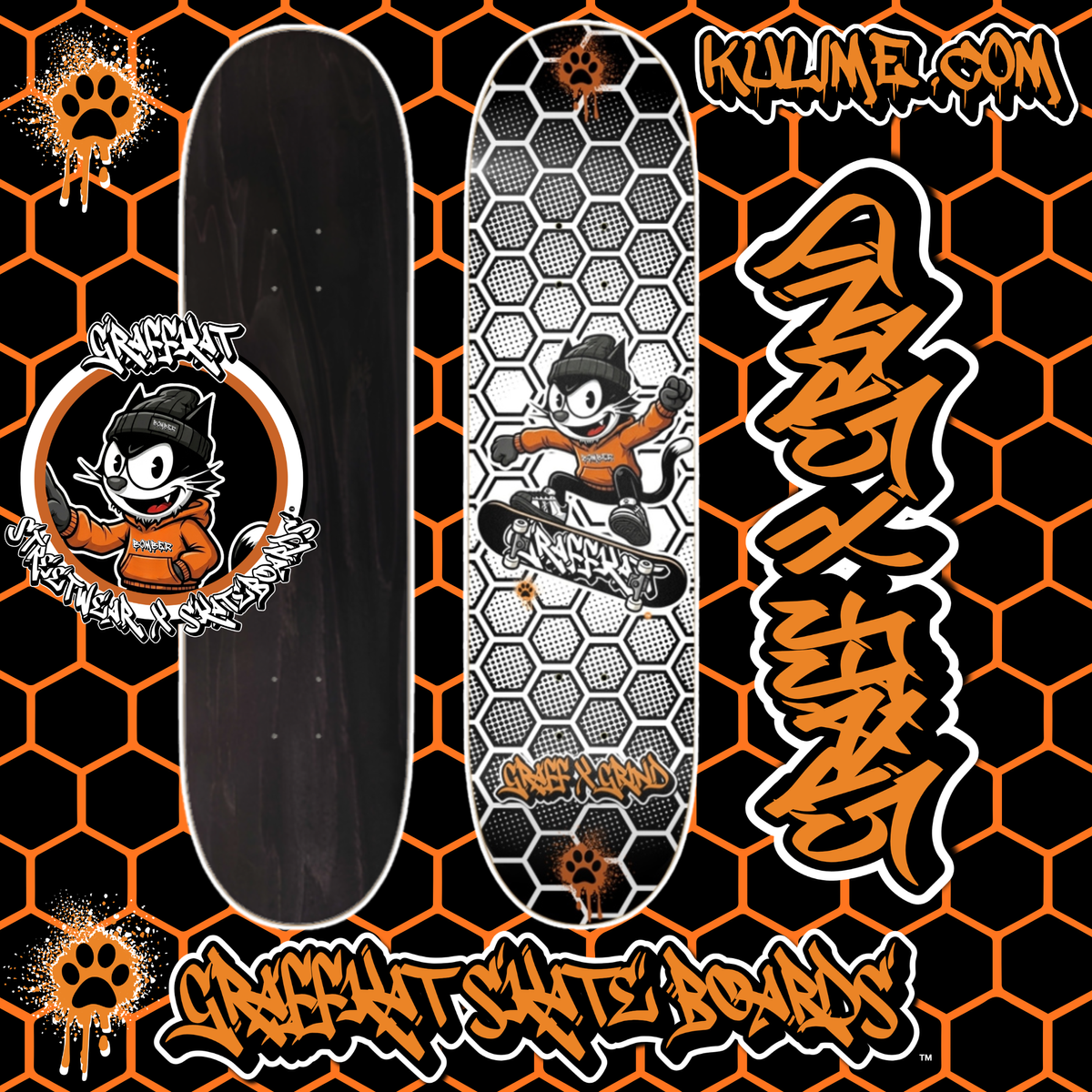 GRAFFKAT AIRKAT Honeycomb Skateboard 8-1/4 Skateboard Deck