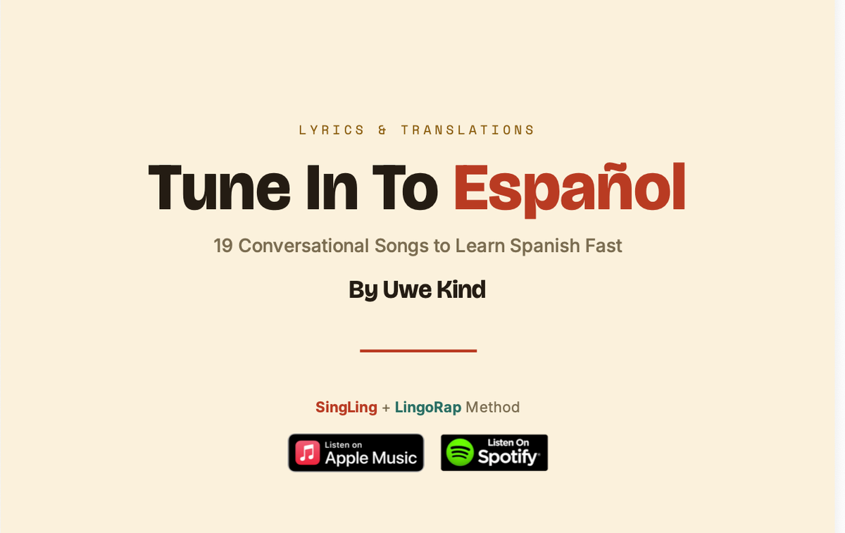 Tune in to Español Lyric Sheets