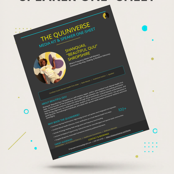 Speaker Media Kit & Booking One-Sheet - Shanquail Beautiful Quu Shropshire