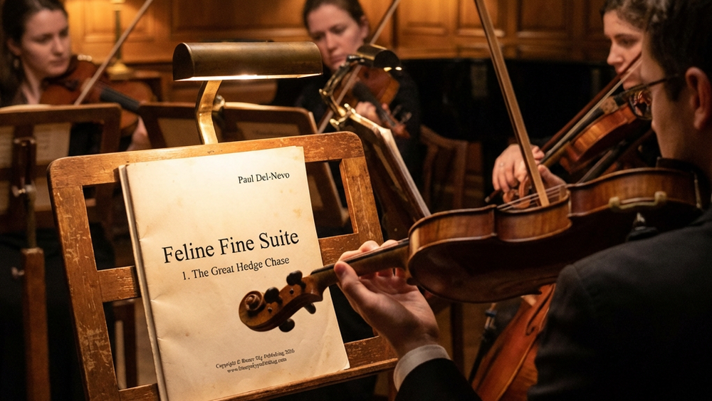 The Great Hedge Chase string quartet score by Paul Del-Nevo