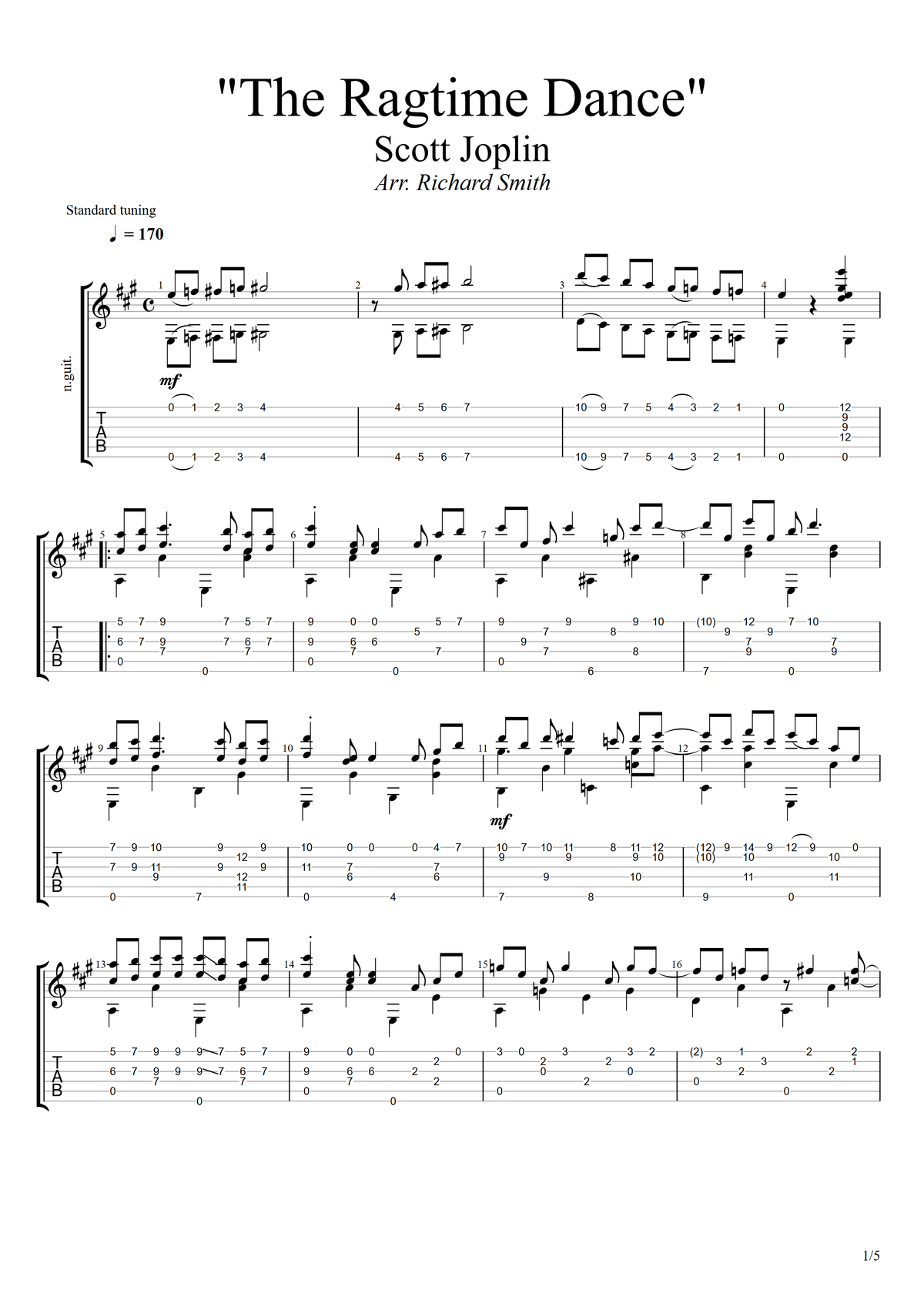 "The Ragtime Dance" TAB