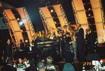 With Stevie Wonder at Grammys MusiCares event
