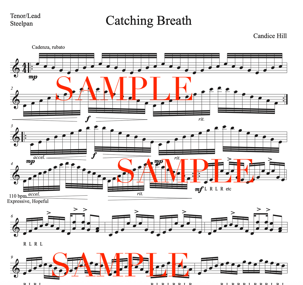 Catching Breath solo for tenor/lead steel pan