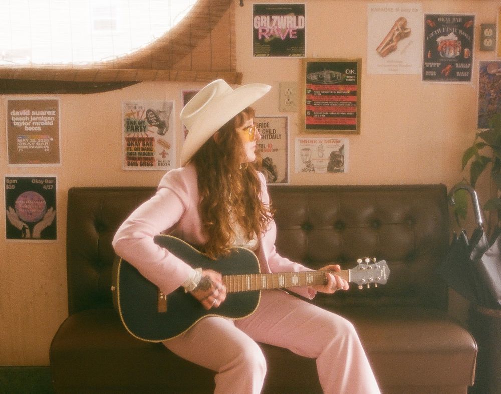 New Orleans Louisiana redhead female country music singer writer guitar player Heather Littlefield photography by Tammie Quintana, Okay Bar NOLA