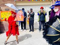 Orinda, CA: Rasa Vitalia Grand Marshall in 4th of July Parade with Saint Gabriel's NOLA Brass Band