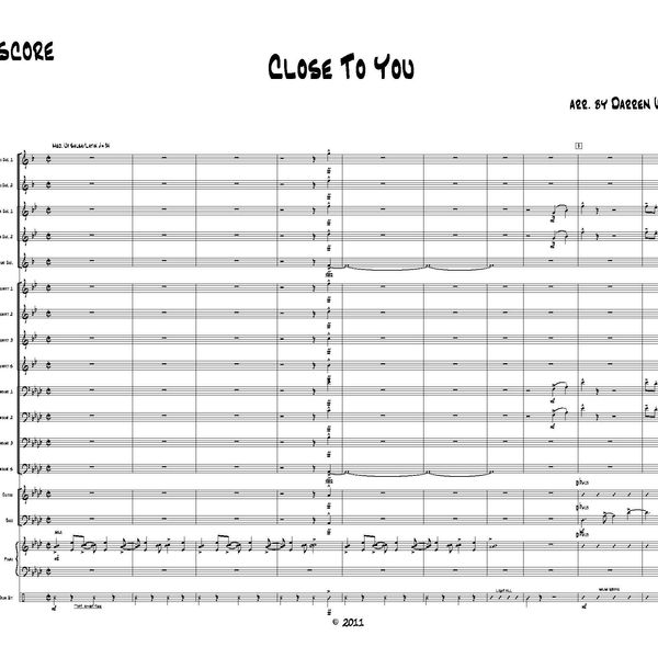 Close To You (Jazz Ensemble) (Grade 4.5-5)