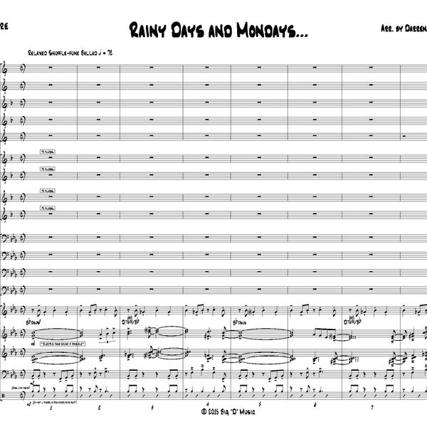 Rainy Days and Mondays... (Jazz Ensemble) (Grade 4.5-5)