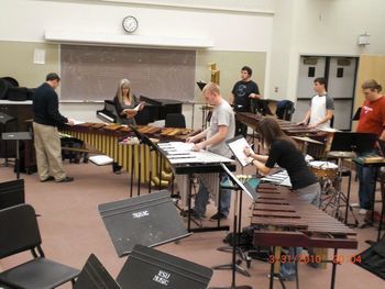In rehearsal with Evelyn Glennie
