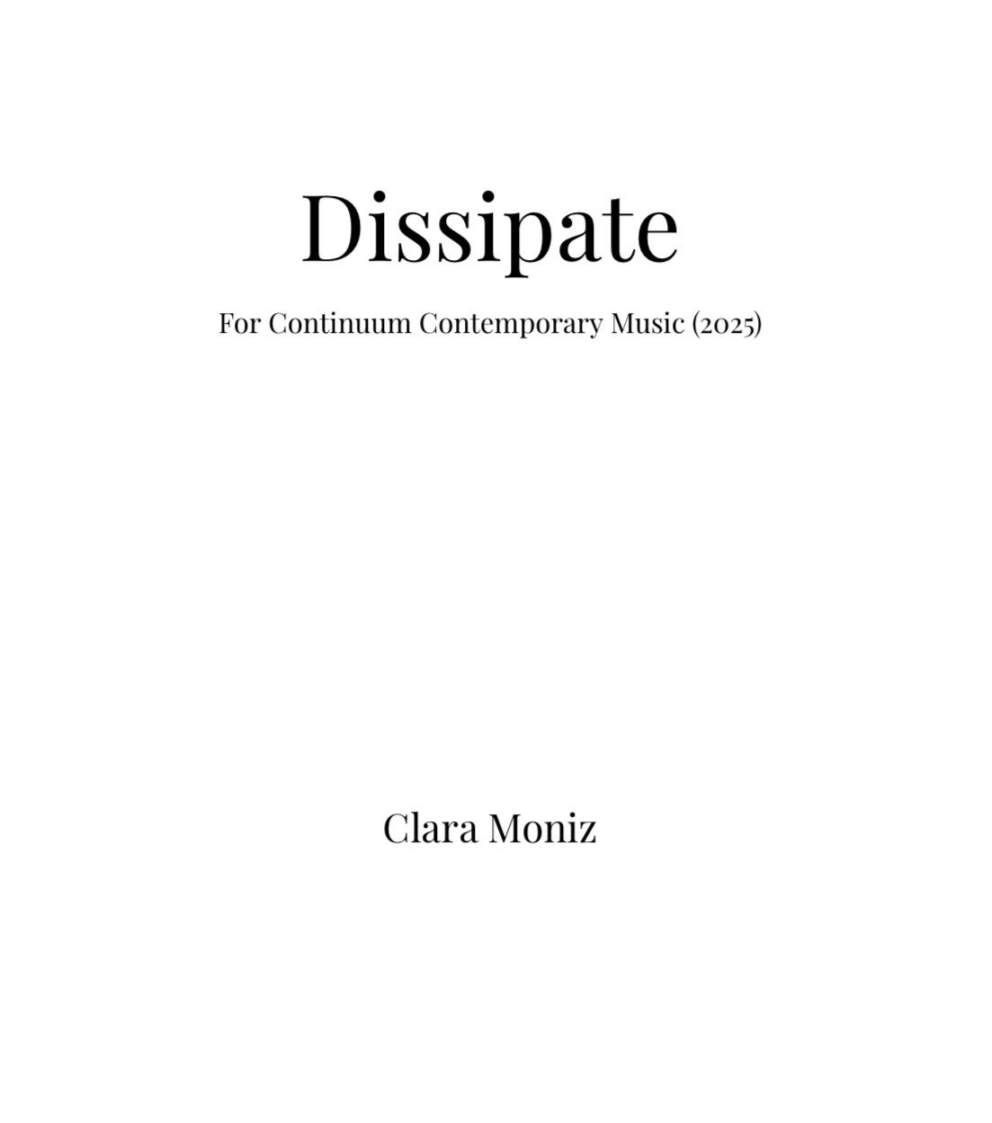 Dissipate - Flute, Clarinet, Violin, Cello, Piano, Percussion 