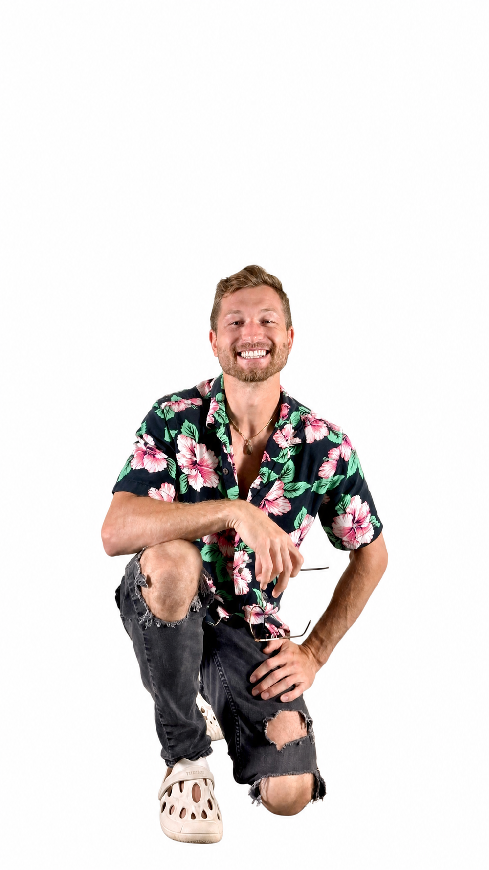 Epicworld (Erik Paul Ilyin Chirkoff) Smiling Brightly At The Camera, On One Knee