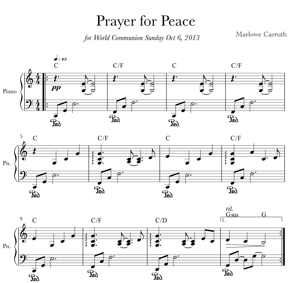 Prayer for Peace (piano solo version)