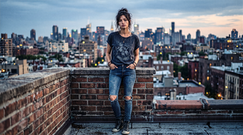 Quinn Test Shot on City Rooftop
