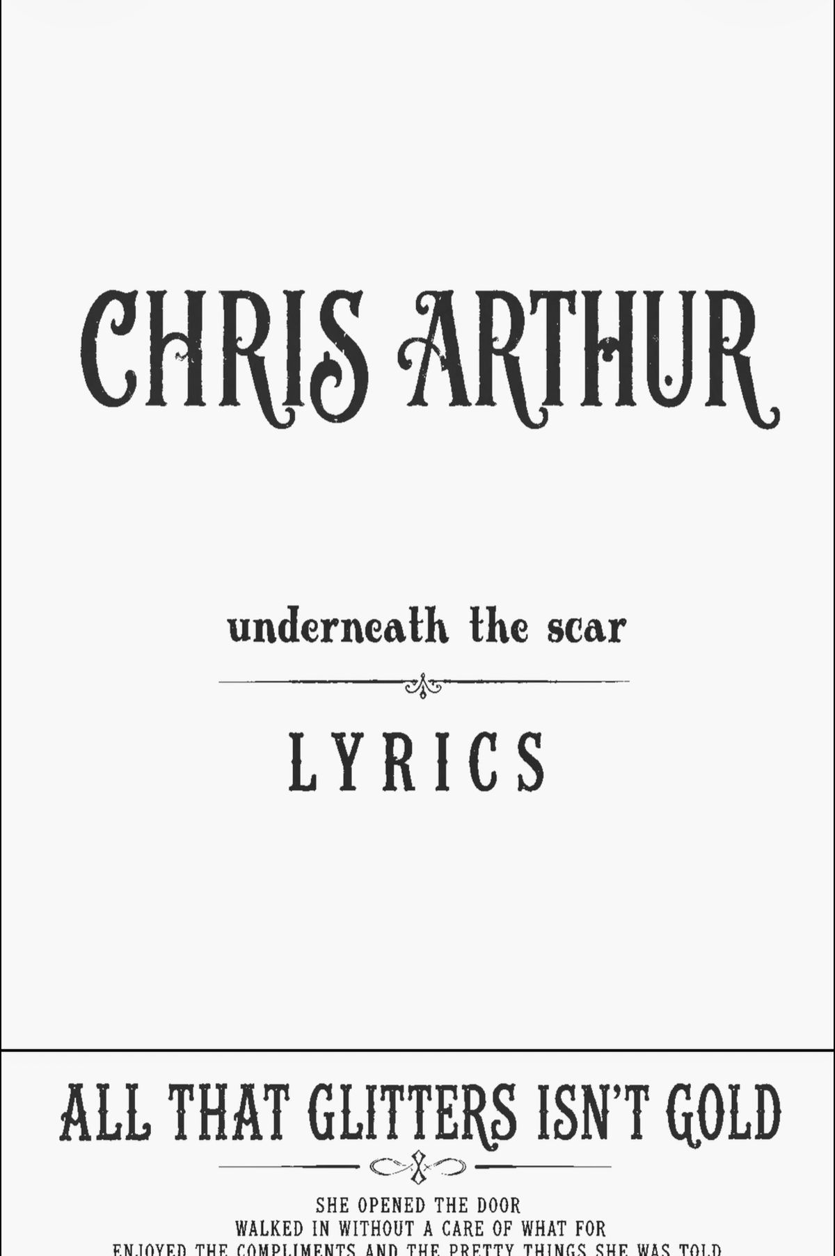 Underneath The Scar Lyrics Black/White