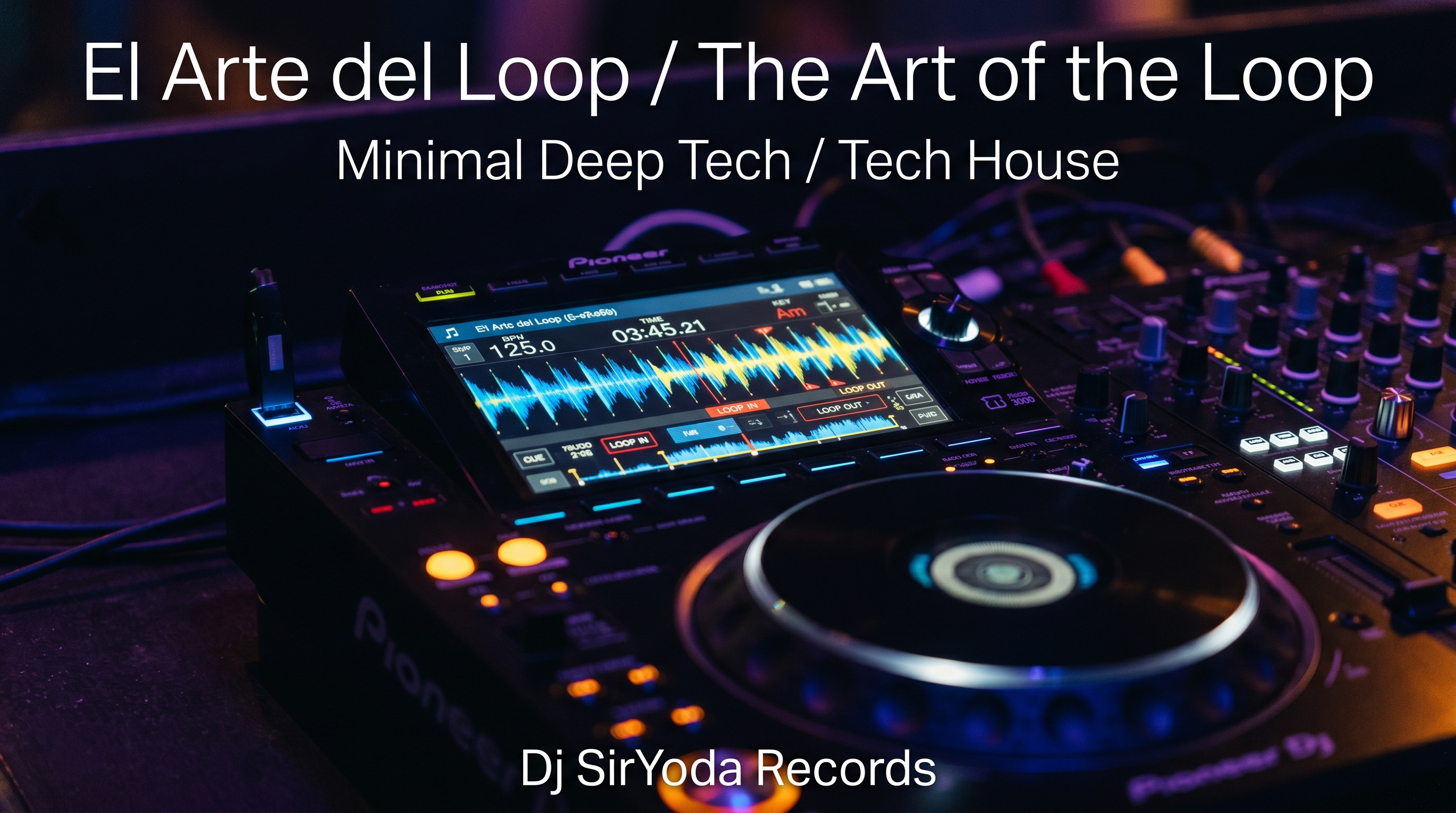 Close-up of a professional DJ media player screen displaying a looped audio waveform