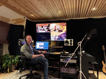 Jon Martin Skauge busy at work producing my songs in his studio
